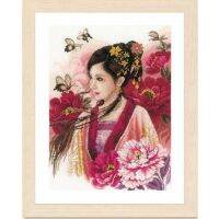 （Jinxiu cross-stitch） Amishop Gold Collection ชุดปักครอสติชที่สวยงามนับชุด Asian Lady ในสาวสีชมพูผู้หญิง Lass และ Peony ดอกไม้ดอกโบตั๋น