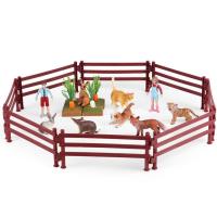 Barn Animals 21pcs Animal Toys Fence Farm Playset Desktop Decorations Made Of PVC Material for Pretend Play for Kids Center Amusement Park Kindergarten adaptable