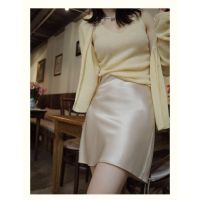 ♂◎ 61494 Satin Smooth High Waist A-Line Skirt Short