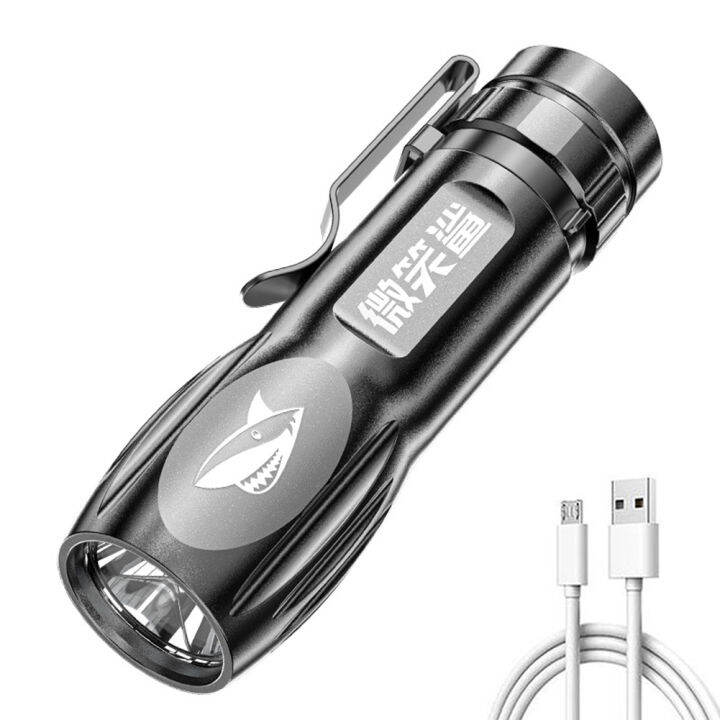 portable-camping-strong-light-flashlight-outdoor-concentrating-long-range-usb-rechargeable-mini-abs-flashlight-with-holder