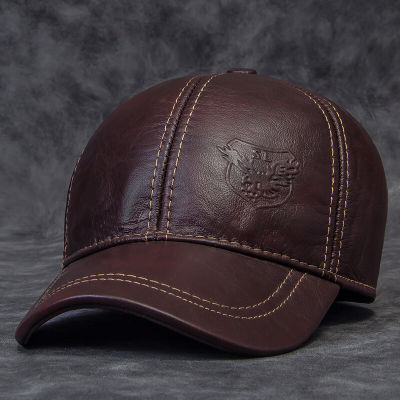 ฤดูหนาวหนังแท้สำหรับผู้ชายหมวก Eagle พิมพ์56-60ซม.สีดำสีน้ำตาลเบสบอลหมวกสำหรับชาย Street Gf Gorras หมวกคุณพ่อ82915
