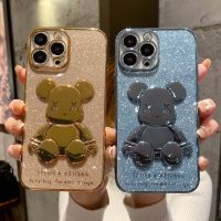 เคสกากเพชรสำหรับ iPhone 13 Pro Max 6S XR XS MAX 7 8Plus XX Bear เคสชุบ6D สุดหรู6Splus 12 Pro Max I11 11pro 12pro 2020 I7 I8นิ่ม