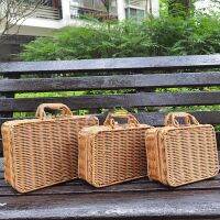 Food Fruit Carrying Outdoor Picnic Seagrass Baskets Hamper Rattan Suitcase Wicker Storage Box 1PC With Double Handle