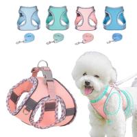 Breathable Dog Harness Vest for Small Medium Dog Cat Chest Strap Reflective Pet Harness Leash Set Chihuahua Yorkie Pet Supplies Collars