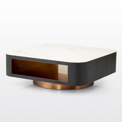 modernform โต๊ะกลาง SEBASTIEN/B ขาโครเมียม ROSEGOL BODY SMOKED TOP เซรามิคขาว