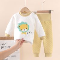 [COD] Childrens high waist thermal underwear set plus three-layer warm thick baby autumn clothes and johns childrens home