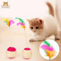 BP【ready Stock】Pet Sisal Scratching Ball Colorful Feather Training ของเล่นแบบโต้ตอบ Pet Cat Supplies (สีสุ่ม)COD【cod】