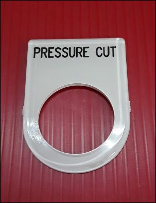 ป้ายเนมเพลท ตู้คอนโทรล เพรชเชอร์คัท (pressure cut) 22 มิล (แพ็ค 5)