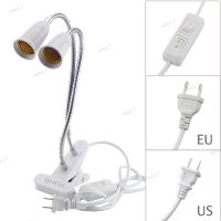 360 Degrees Flexible Light Holder Double Heads Clip With Daul Switch Extension Bulb Lamp E27 Socket for LED Grow Light 17TH