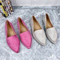 American single loafers [Children without deception comfortable and durable] European and American casual flat shoes large size pointed toe womens shoes 【QYUE】