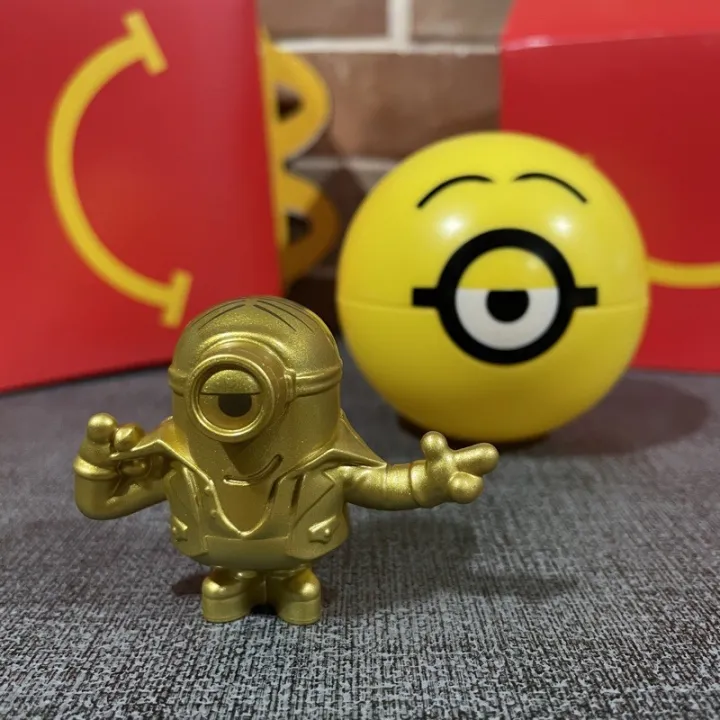 (GOLD MINIONS) Happy Meal Minions Mcdonalds Toys “Wave 2” (CAKE TOPPERS