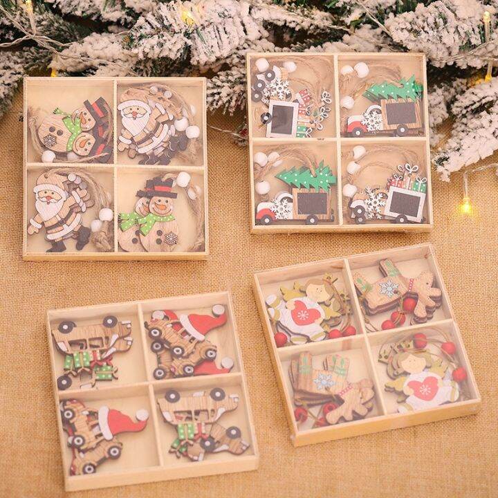 YW Store Christmas Wooden Cartoon Small Pendants Christmas Tree ...