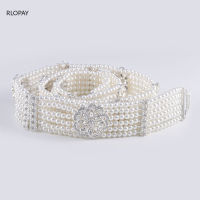 New Handmade Pearls Wedding Belts Golden Rhinestone Flower Waist Chain for Women Arabic Wedding Sash Long Gown Belts