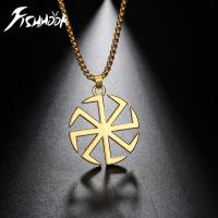 Fishhook Slavic Kolovrat Talisman Amulet Necklace Pagan Sun Spinning Wheel Wax Cord Religious Chain Gift For Man Woman Jewelry