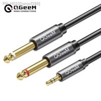 QGeeM Jack 3.5mm to 6.35mmx2 Adapter Audio Cable for Mixer Amplifier Speaker Gold Plated 6.5mm 3.5 Jack Splitter Audio Cable