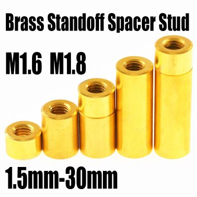 3PCS M1.6 M1.8 Round Brass Standoff Spacer Stud Extend Long Nut Spacing Screw Thumb Nut Female Thread Hollow Pillar Column Nails  Screws Fasteners