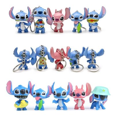 ZZOOI 10pcs Disney Lilo Stitch Anime Figures Action Figura Keychains Pendent Ornament Dolls Collection Model Stitch Toys For Kids Gift