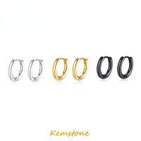 Kemstone Minimalism สีดำเงินชุบทองสแตนเลสต่างหูห่วงขนาดเล็กสำหรับผู้ชายผู้หญิงเครื่องประดับของขวัญ