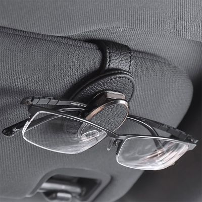 Klip kacamata mobil multifungsi bingkai kulit kacamata kulit kotak penyimpanan Visor mobil Aksesori Interior klip kacamata