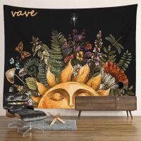 Psychedelic Magic Vintage Tarot Mushroom Tapestry Wall Hanging Trippy Butterfly Mandala Hippie Aesthetic Tapestry Sun and Moon