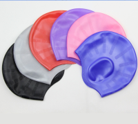 Uni Swimming Cap 3D Ear Protection Silicone Swimming Cap Long Hair Waterproof Durable Swim Cap