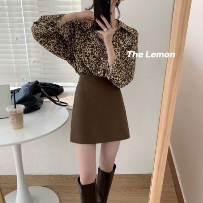 Korean fashion style retro leopard print western style loose chiffon long sleeve shirt