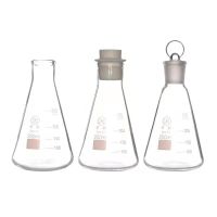 [Fast delivery]Original Huaou Triangular Flask High Borosilicate Glass Erlenmeyer Flask Straight Mouth with Silicone Plug High Temperature Resistant Transparent 300 100