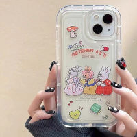 For IPhone 11 Pro Max IPhone Case Thickened TPU Soft Case Clear Case Shockproof Cartoon Rabbit Compatible for IPhone 13