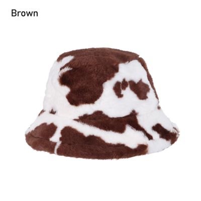 หมวกขนสัตว์ฤดูหนาวเทียมสำหรับผู้หญิงหมวกกำมะหยี่ขนยาวสีขาวพิมพ์ลายหมวกกำมะหยี่หมวกนุ่มผู้ชาย