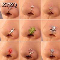 ZYZQ Creative Adjustable Non Perforated U Shaped Nose Clip Retro Simple Geometric Nose Ring For Women Halloween Party Jewelry