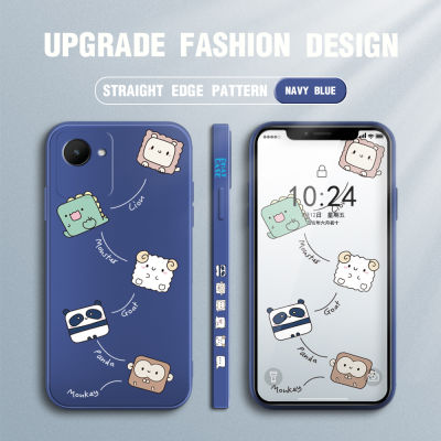 เคส GGK สำหรับ Realme C30S เคสลายการ์ตูนน่ารักรูปสัตว์แพนด้าลิงแกะเคสโทรศัพท์ดีไซน์ขอบสี่เหลี่ยมปลอกซิลิโคนน้ำคลุมทั้งหมดเคสป้องกันกล้อง