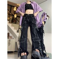 Hot sell Women Fashion High Waist Flare Jeans Streetwear Straight Black Bottom Denim Jeans Lady Party Casual Sexy Trousers