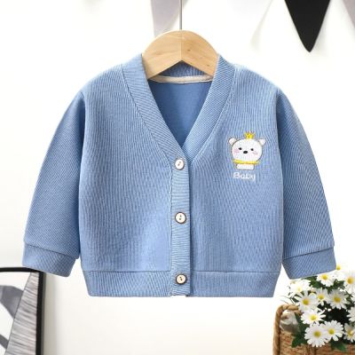 Autumn New Childrens Cardigan Coat Baby Boys Girls Cute Cartoon Embroidery Sweater Kids Clothes Infant Soft Knitted Cardigans