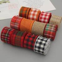 【CW】 Ribbon Imitation Hemp Wire Edge Linen Christmas Decoration Red and Green Snowflake Plaid 6 M/Roll