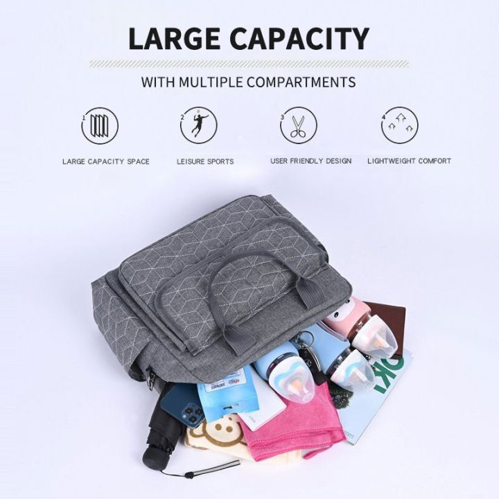 ถุงผ้าอ้อมคุณแม่กระเป๋าเป้สะพายหลังขนาดใหญ่กระเป๋าใส่ผ้าอ้อมเดินทางสะดวก-กระเป๋าสะพายไหล่คุณแม่