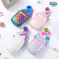 【12ชั่วโมงเรือ Out】Cute Fashion Coin Purse Quilted Zipper Messenger Bag With Colorful Strap Casual Crossbody Bag