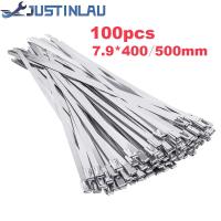 ▣❏♞ 100Pcs Width 7.9mm Stainless Steel Zip Tie Exhaust Wrap Coated Locking Cable Ties Multi-Purpose Locking Cable Metal Zip Ties