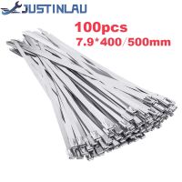 100Pcs Width 7.9mm Stainless Steel Zip Tie Exhaust Wrap Coated Locking Cable Ties Multi-Purpose Locking Cable Metal Zip Ties