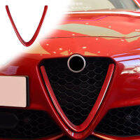 สีแดงแห้งคาร์บอนไฟเบอร์สิ่งทอลายทแยง V รูปร่างกระจังหน้าปกตัดสำหรับ Alfa Romeo GIULIA 2017-2021