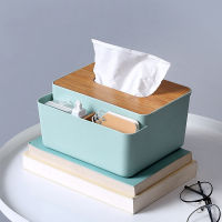 Box Storage Organizer Box with Wooden Lid for Tissue Paper Makeup Packaging Case Multi-Compartments Phone Desktop Holder