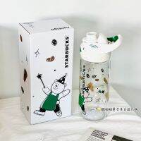 Starbucks 2022 Summer Bear Coffee Contigo Style Freeflow Lock Buckle ที่มาพร้อมถ้วยพกพาง่ายความจุขนาดใหญ่