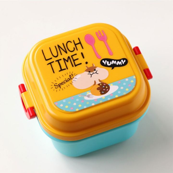540ml Lunch Box Japanese Double-layer Round Mini Bento Box Children's Fruit  Box!