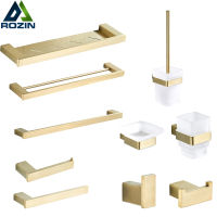 Brushed Gold Bathroom Accessories Set 304 Stainless Steel Toilet Paper Holder Toilet Brush Holder Storage Shelf Towel Bar