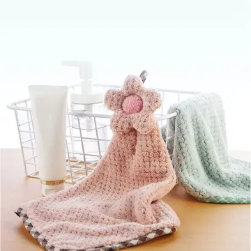Pink Cute Hand Towel with Hanging Loop- Ultra Thick Children Bathroom Hand  Towel Cartoon Microfiber Absorbent Hand Towels for Kitchen