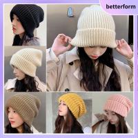 BETTERFORM แข็งน่ารัก หมวกถักนิตติ้ง หลายสี ผู้หญิง/ผู้ชาย หมวกฤดูใบไม้ร่วงฤดูหนาว ที่มีคุณภาพสูง หมวกลำลองสตรี กิจกรรมกลางแจ้งกลางแจ้ง