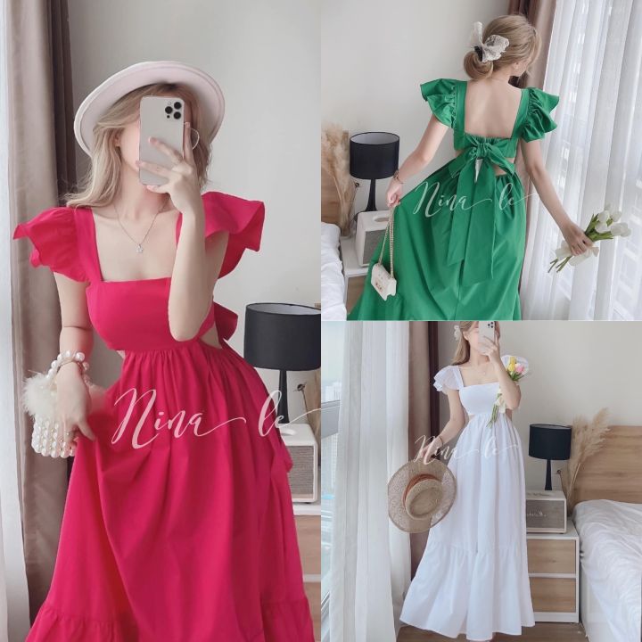 Đầm Maxi Đi Biển Du Lịch Dáng Xoè Cao Cấp,Đầm Maxi Cột Nơ Tiểu Thư |  Lazada.Vn