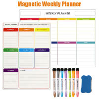 Magnetic Weekly Planner 2021 Refrigerator Stickers Calendar Soft Stickers for Wall Markers Message Drawing Memo Erasable Board