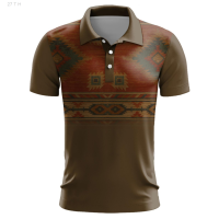 【high quality】  Mens 2023 Summer Fashion Retro 3d Printing Casual Polo Shirt