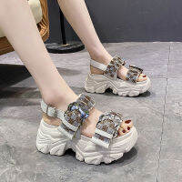 New sandals womens slope with thick-soled fashion ins tide wild open-toed platform casual Roman shoes