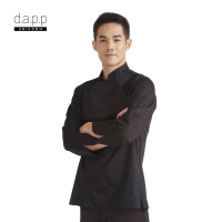 dapp Uniform เสื้อเชฟแขนยาว แบบซิปด้านหน้า Jeff Black Zipper Longsleeves Chef Jacke สีดำ (TJKB1004)